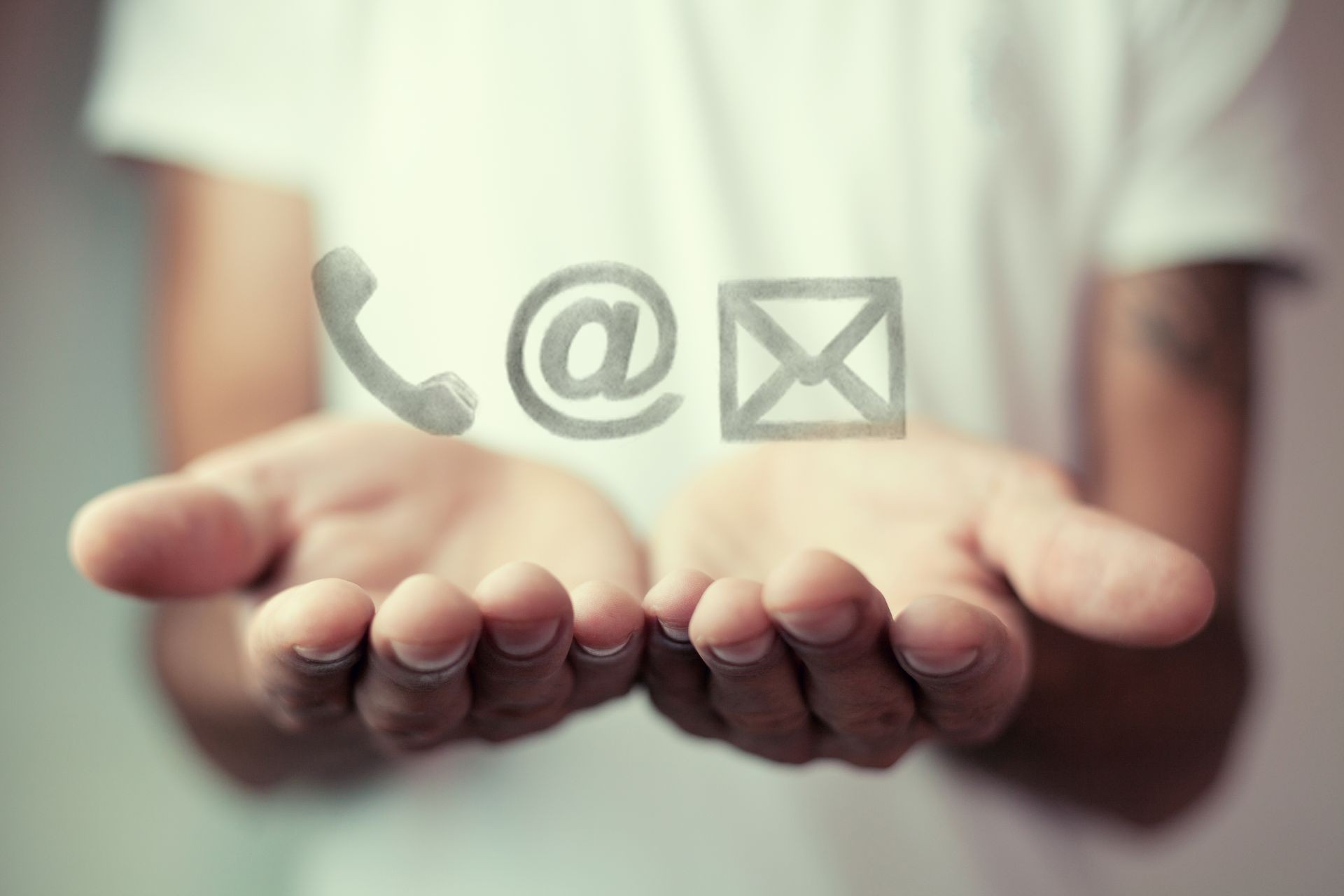 View of Phone, Email and Post Icons